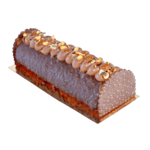 Bûche chocolat aux noisettes pralinées croustillantes